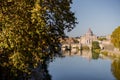 Landscape of Tiber river at sunny morning in Rome