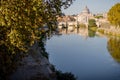 Landscape of Tiber river at sunny morning in Rome