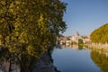 Landscape of Tiber river at sunny morning in Rome