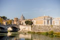 Landscape of Tiber river at sunny morning in Rome