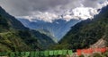 Landscape with Tibetan prayer flags Royalty Free Stock Photo