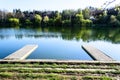 Landscape of Tineretului park, Bucharest. Royalty Free Stock Photo