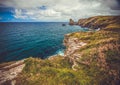 Landscape in Tintagel, Cornwall, England. Royalty Free Stock Photo