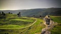 Landscape to ruined Kanine Castle and Shushica mountain, Vlore, Albania