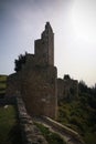 Landscape to ruined Kanine Castle and Shushica mountain, Vlore, Albania