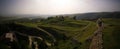 Landscape to ruined Kanine Castle and Shushica mountain, Vlore, Albania