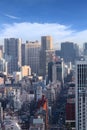 Cityscape of tokyo city skyline in Aerial view with skyscraper, modern office building and blue sky background in Tokyo metropolis Royalty Free Stock Photo