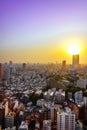 Cityscape of tokyo city skyline in Aerial view with skyscraper, modern office building and sunset sky background in Tokyo Royalty Free Stock Photo