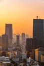 Cityscape of tokyo city skyline in Aerial view with skyscraper, modern office building and sunset sky background in Tokyo Royalty Free Stock Photo