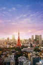 Tokyo city skyline in Aerial view with skyscraper, modern office building and sunset sky background in Tokyo Royalty Free Stock Photo