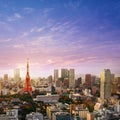 Tokyo city skyline in Aerial view with skyscraper, modern office building and sunset sky background in Tokyo Royalty Free Stock Photo