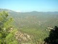 Troodos Mountains Cyprus. Landscapes of mountain horizons at an altitude of 500 m above sea level.