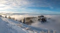 Landscape from top of Postavaru mountain, Poiana Brasov, Romania