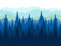 Landscape, tops of conifers. Paper forest. In minimalist style Cartoon flat Vector