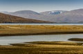 Landscape with Tornetrask lake and mountains, Norrbotten, Sweden Royalty Free Stock Photo