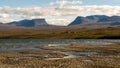 Landscape with Tornetrask lake and u-shaped valley Lapporten, Norrbotten, Sweden Royalty Free Stock Photo