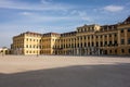Landscape without tourists at courtyard of Schonbrunn castle in Vienna, Austria at sunset Royalty Free Stock Photo