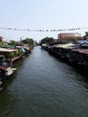 Landscape: Tourists like to travel to Thailand in the morning on the Thonburi side, Bang Luang canal, Bangkok, Thailand