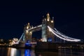 Landscape of the Tower Bridge over the river Thames illuminated at night Royalty Free Stock Photo