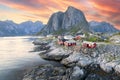 Landscape of Traditional Fishing Village Hamnoya Lofoten Islands, Norway Royalty Free Stock Photo