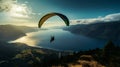 Blue paragliding sky sport mountains parachute nature Royalty Free Stock Photo