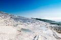 Landscape of Travertine pools limestone terraces with tourist in Royalty Free Stock Photo