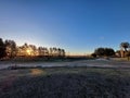 Landscape of trees at sunset