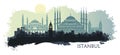 Landscape of the Turkish city of Istanbul. Abstract skyline with the main attractions