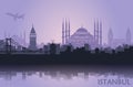 Landscape of the Turkish city of Istanbul. Abstract skyline with the main attractions