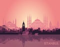 Landscape of the Turkish city of Istanbul. Abstract skyline with the main attractions