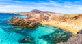 Landscape with turquoise ocean water on Papagayo beach