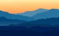 Landscape with twilight in blue mountains Royalty Free Stock Photo