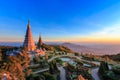 Landscape of two big pagoda on the top of Doi Inthanon mountain, Chiang mai Thailand Royalty Free Stock Photo