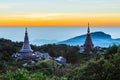 Landscape of two pagoda in an Inthanon mountain, Chiangmai, Thailand