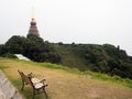 Landscape of two pagoda noppha methanidon-noppha phon phum siri Royalty Free Stock Photo