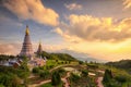 Landscape of two pagoda on the top of Inthanon mountain Royalty Free Stock Photo