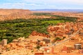 Landscape of a typical moroccan berber village with oasis in the Royalty Free Stock Photo