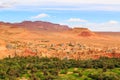 Landscape of a typical moroccan berber village with oasis in the Royalty Free Stock Photo