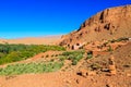 Landscape of a typical moroccan berber village with oasis in the Royalty Free Stock Photo