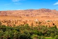 Landscape of a typical moroccan berber village with oasis in the Royalty Free Stock Photo