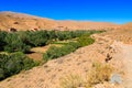 Landscape of a typical moroccan berber village with oasis in the Royalty Free Stock Photo
