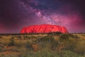 Landscape of UluÃ¡Â¹Å¸u, Ayers Rock with background of brilliant clear starry sky