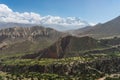 Landscape of Upper Mustang with Nilgiri mountain peak, Himalaya mountains range in Nepal Royalty Free Stock Photo