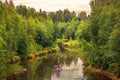 Landscape of the Ural Northern nature on the river Tura