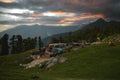 Landscape of the Uttrakhand with the mesmerizing sunset in the background