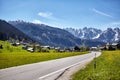 Landscape of valley in Alpine mountains Royalty Free Stock Photo