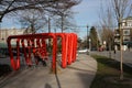 Landscape vancouver geometrical public art red metal