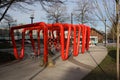 Landscape vancouver geometrical public art red metal