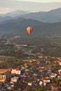 Landscape of Vang Vieng, Laos - Hot air baloon in the sky Royalty Free Stock Photo