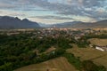 Landscape of Vang Vieng, Laos - Hot air baloon in the sky Royalty Free Stock Photo